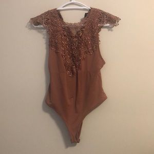 Pink, bodysuit, lace.